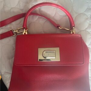 Furla Red Crossbody Bag with Gold Accent